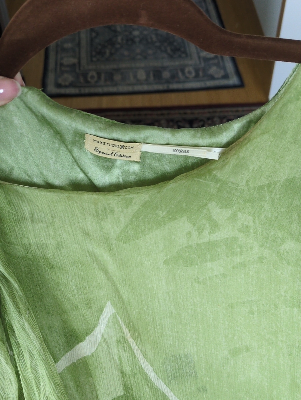 Max Studio Special Edition Light Green Silk Mini dress